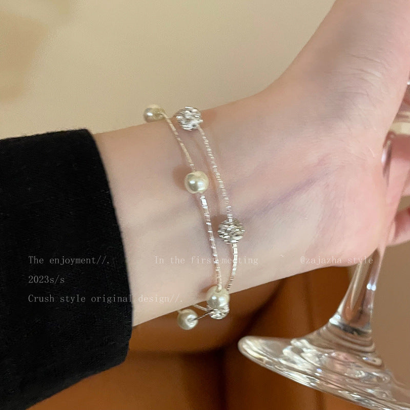 Wholesale Gypsophila Double Layer Pearl Bracelet